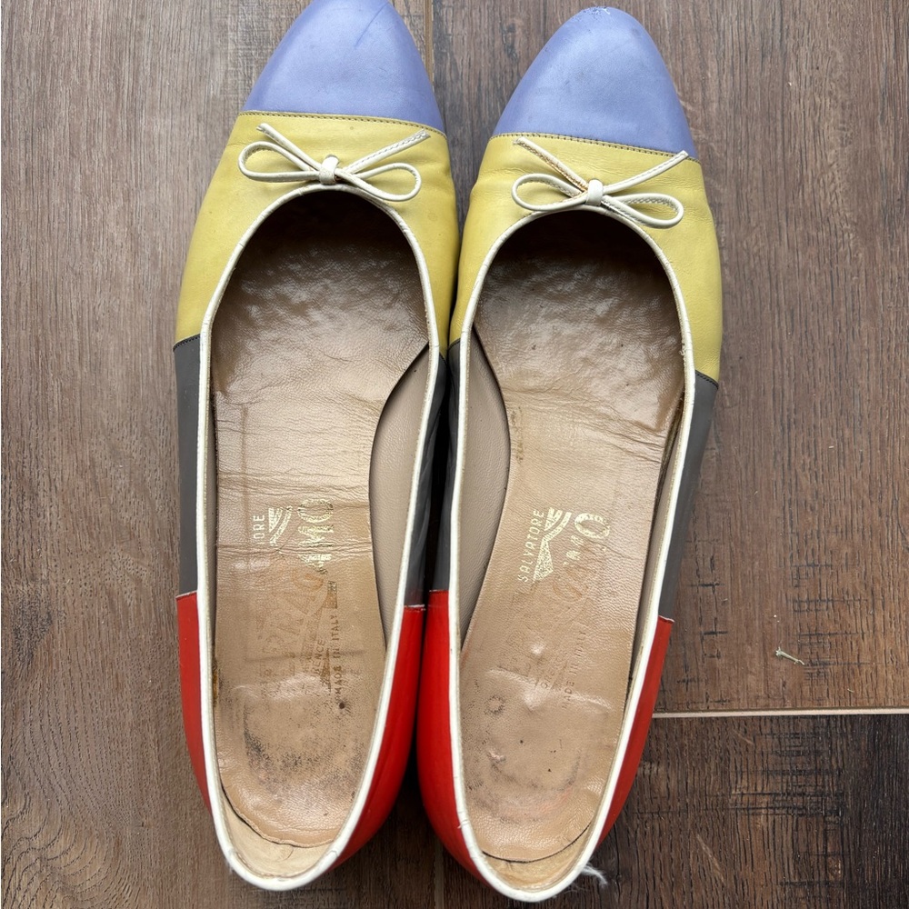 Salvatore Ferragamo Colorful Flats with Bow Detail